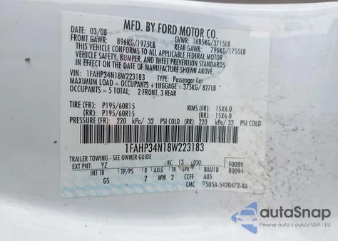 2008 Ford Focus S/Se from USA, damaged, VIN 1FAHP34N18W223183